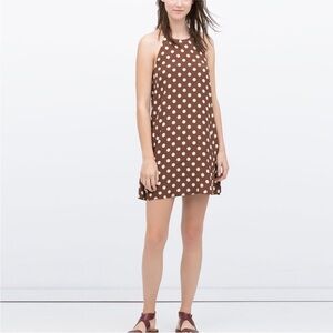 Zara Brown and White Polka Dot Mini Dress